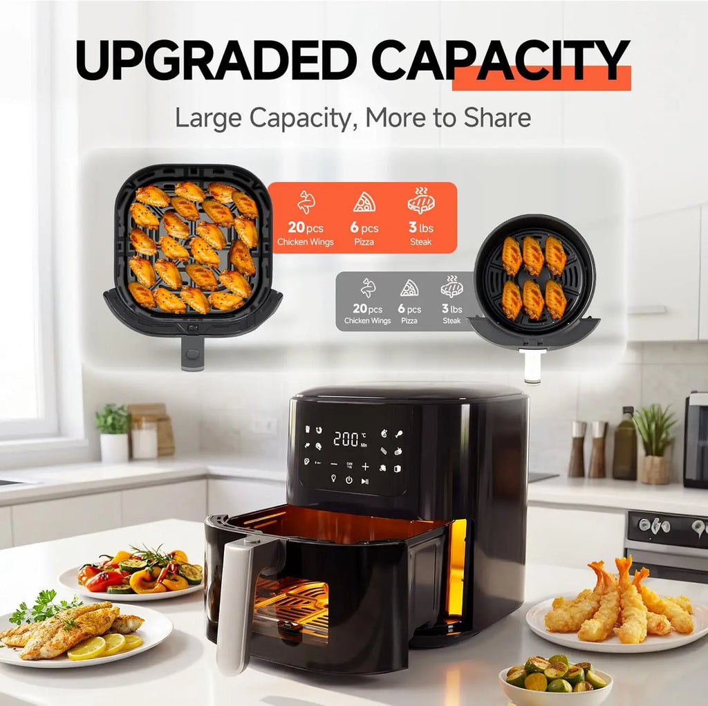 Air Fryer 8-in-1 with 5.5 QT Capacity,180°-450°F Precision Heating, AirFry, Roast, Broil, Reheats,Dehydrates, Easy-View Win