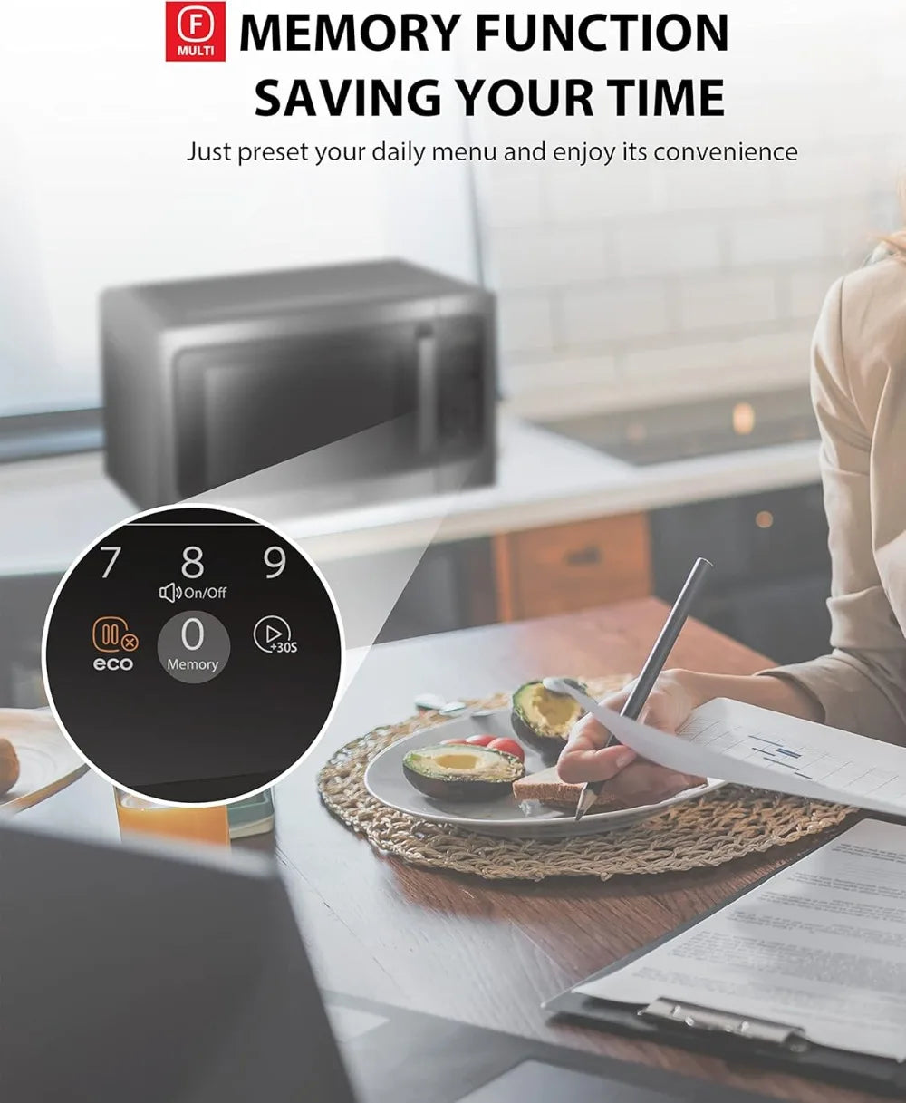 1200W 1.6 Cu.ft Countertop Microwave with Sensor Cooking, Position Memory Turntable, Sound On/Off, Black Stainless Steel