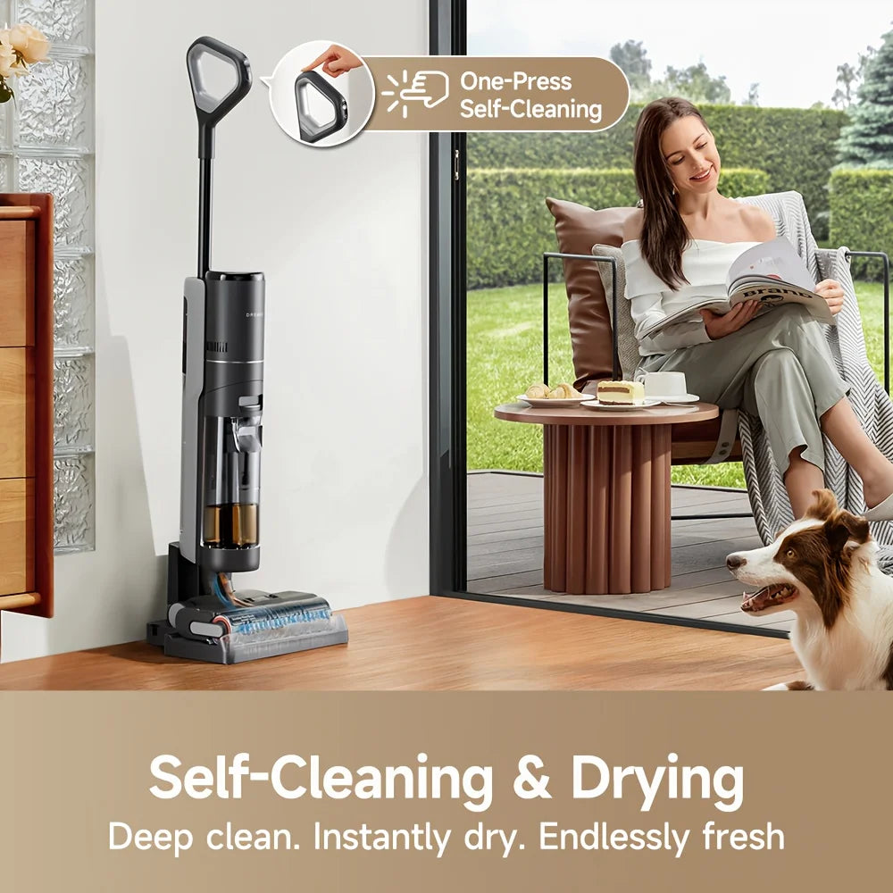 Refurbished DREAME H12 PRO Wet Dry Vacuum Cleaner, Cordless Vacuum Mop All In One, Smart Floor Cleaner for Hard Floor, One-Step Edge to Edge Cleaning with Hot Air Drying