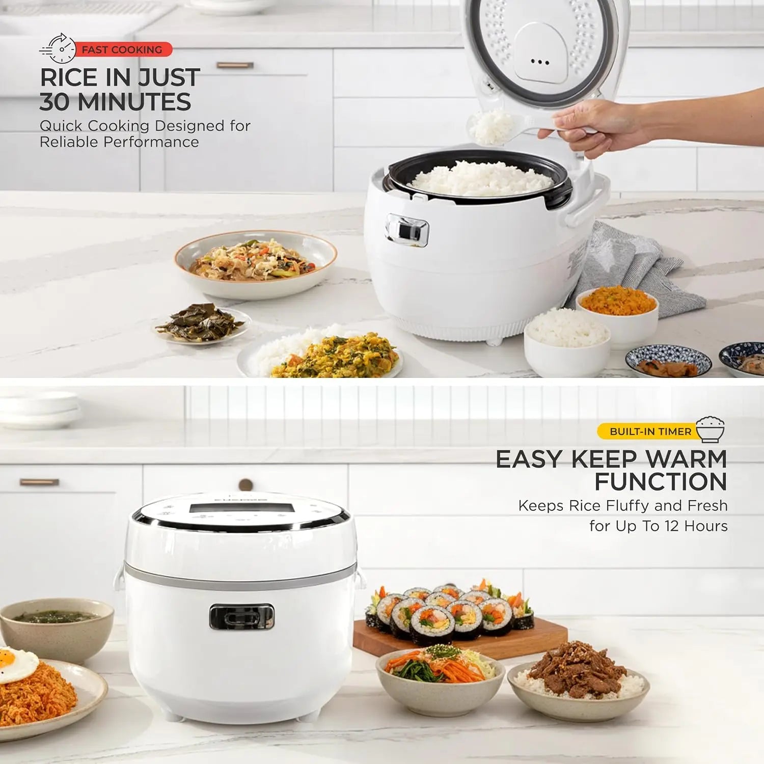 10-Cup Rice Cooker, 16 Menu Options, Fuzzy Logic, Nonstick Inner Pot, LCD Display, Auto Clean