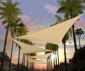 22' x 22' x 22' Beige Triangle Sun Shade Sail Outdoor Canopy Awning, UPF50+ AGTAPT22, 95% UV Blockage, Water & Air Permeable,