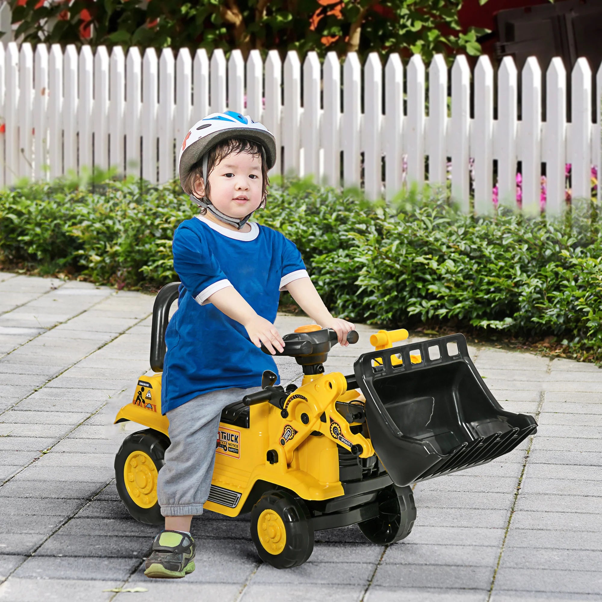 Kids Ride on Electric Tractor Storage Yellow, Anti-Slip Wheels, Comfort Seat, Safety Belt, Indoor Outdoor Play Gift, Toddlers
