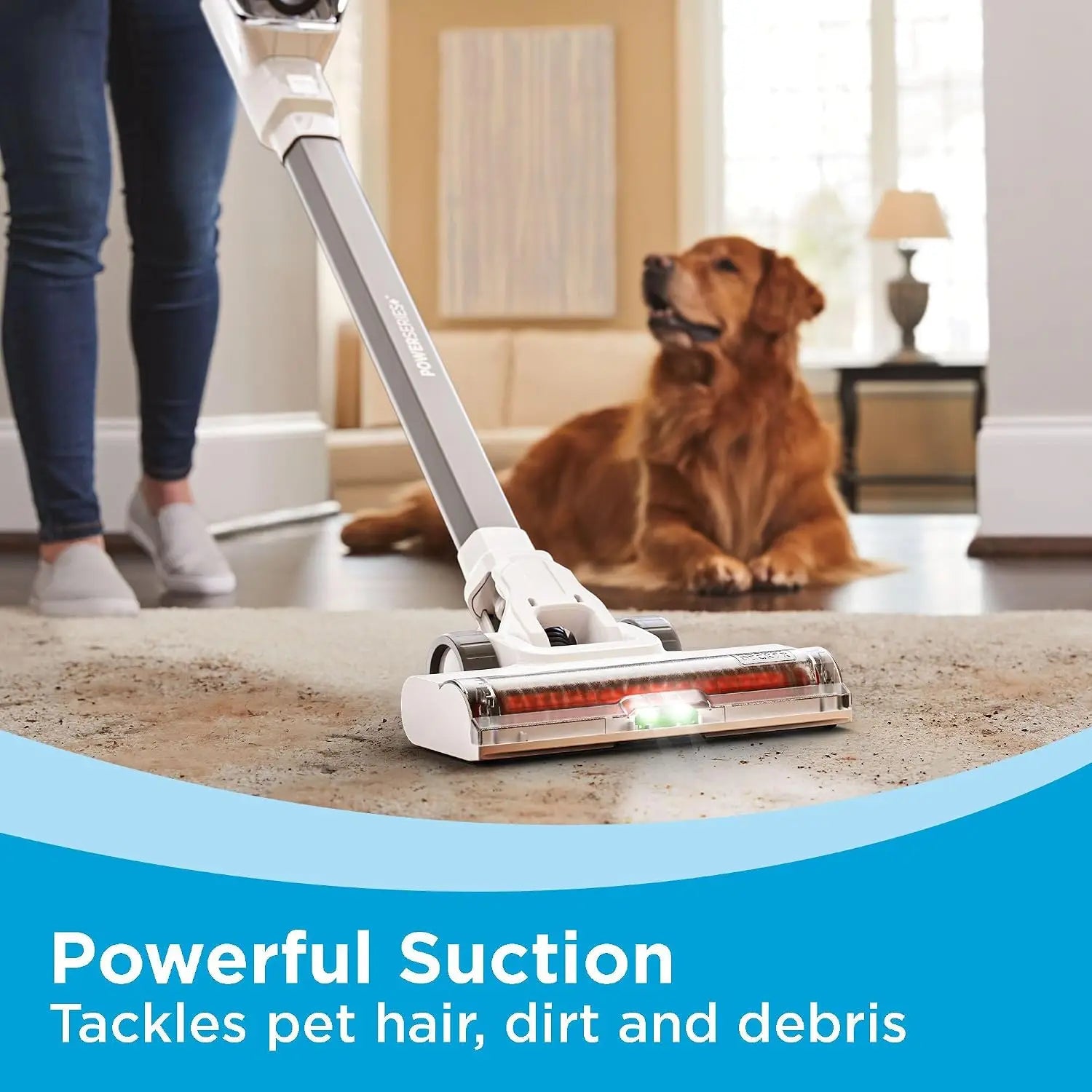20V MAX Cordless Stick Vacuum Cleaner with LED Floor Lights, Bagless, Lightweight, Up to 44 Minutes Runtime, Powerful Suction, Gray