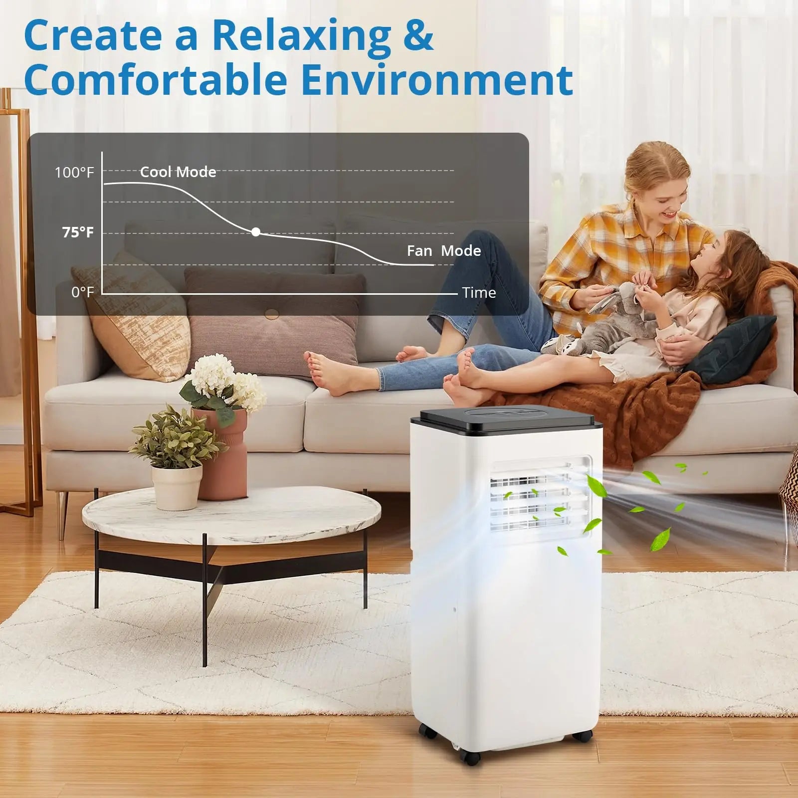 Portable Air Conditioners with Remote Control, 10000 BTU Portable AC Unit Built-in Cool, Dry, Fan Modes, for Room, Dorm, Office,24H Timer Function, Cools Room up to 450 Sq. ft, White