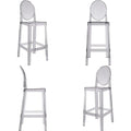 30 Transparent Oval Back Bar Stool with Footrest for Kitchen Island and Dining Area (Smoke)