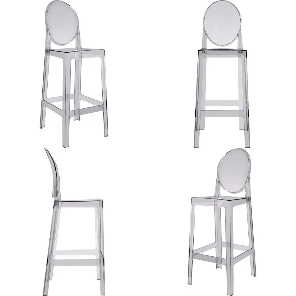 30 Transparent Oval Back Bar Stool with Footrest for Kitchen Island and Dining Area (Smoke)