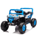 12V Kids Ride on UTV with Parent Remote Control Suspension Anti-slip Wheels LED Lights Music Player Swing Function for Kids Blue