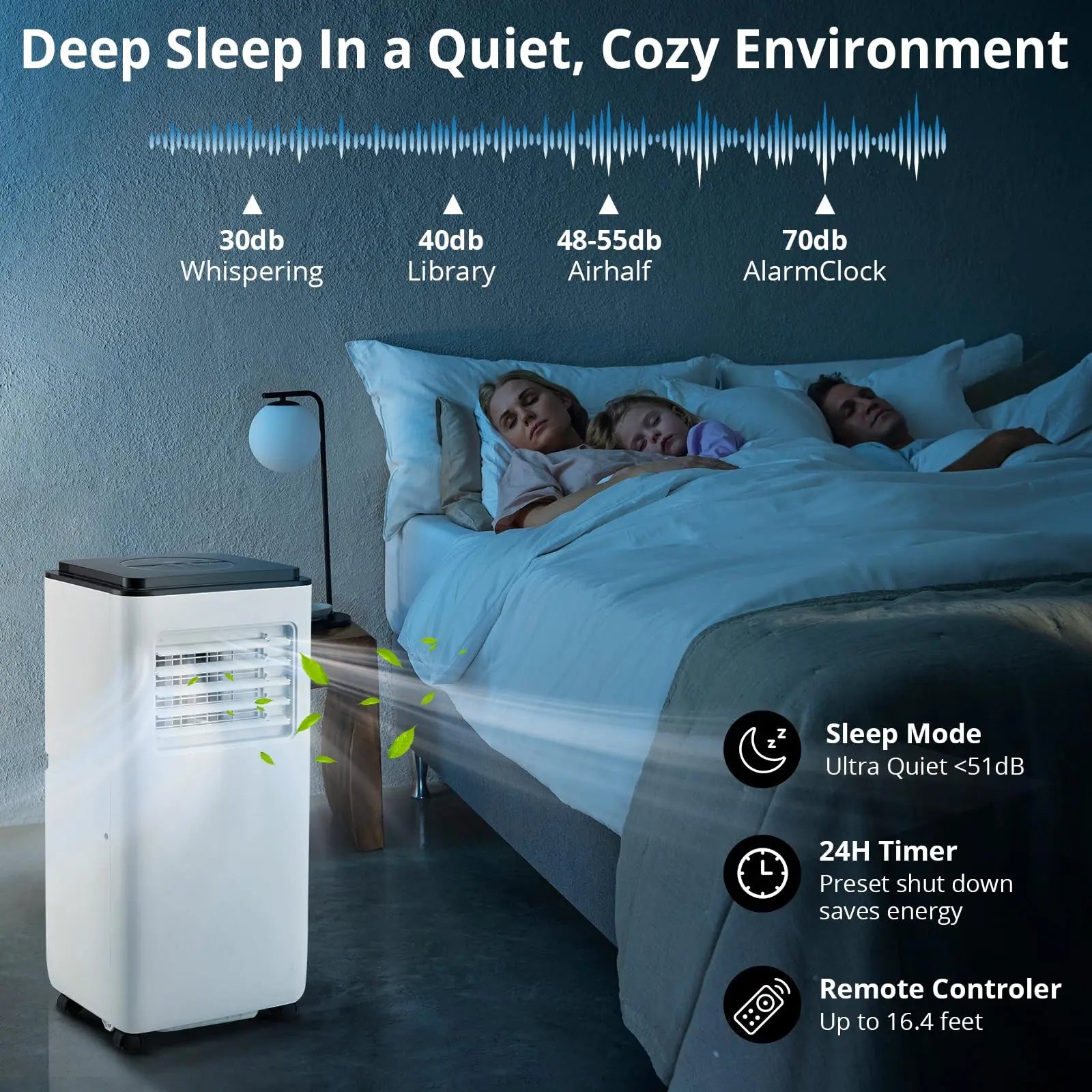Portable Air Conditioners with Remote Control, 10000 BTU Portable AC Unit Built-in Cool, Dry, Fan Modes, for Room, Dorm, Office,24H Timer Function, Cools Room up to 450 Sq. ft, White