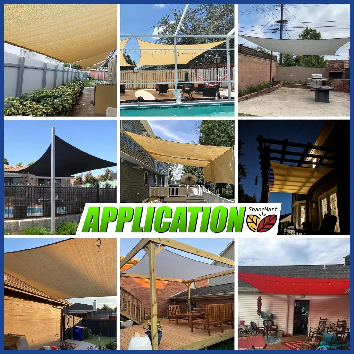 16' x 20' Beige Sun Shade Sail Rec  le Canopy Fabric Cloth Screen, Water and Air Permeable & UV Resistant, Heavy Duty, Carpor
