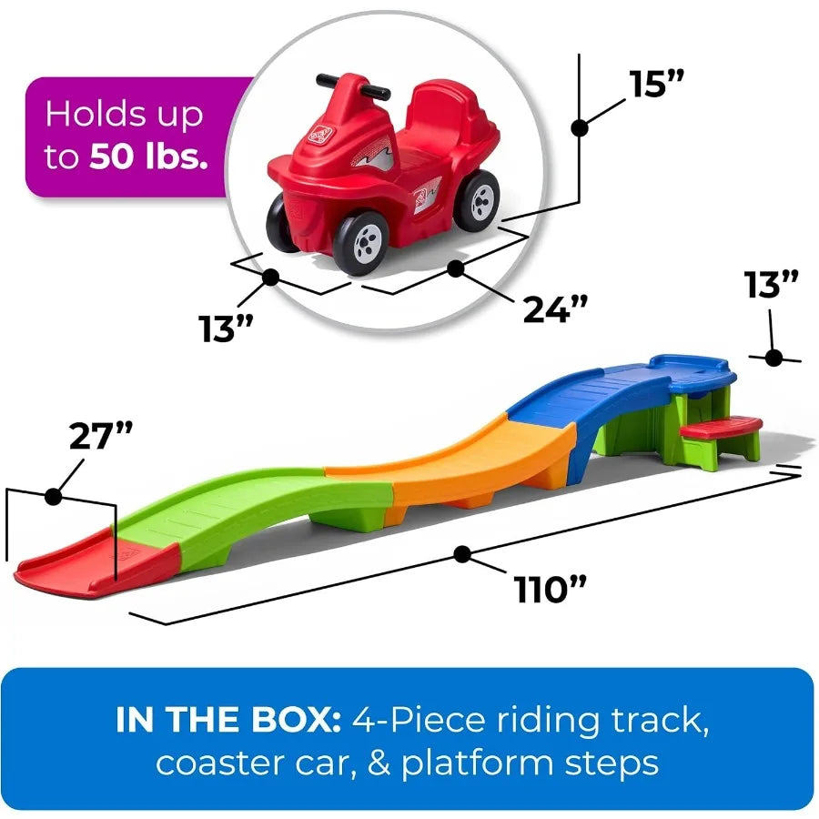 Up & Down Roller Coaster Kids Ride On Toy, Push Car, Indoor/Outdoor Playset, Made of Durable Plastic, Max Weight 50 lbs., For To