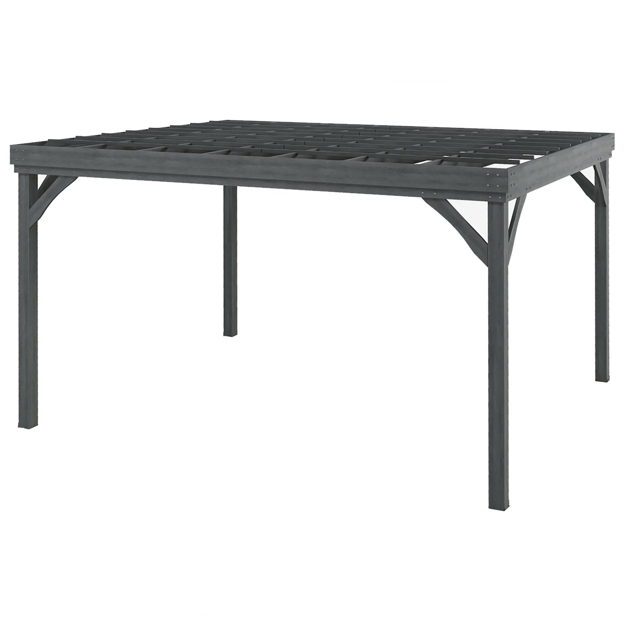 10' x 12' Outdoor Wood Pergola Gazebo with Stable Structure, Gray