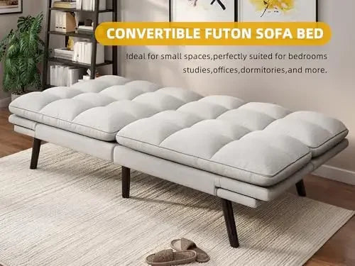 Modern 70-Inch Convertible Futon Couch With Adjustable Backrest, Armrests, And Multi-Position Folding Design For Living Room Or