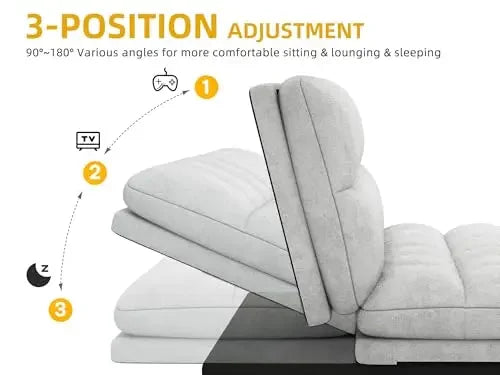 Modern 70-Inch Convertible Futon Couch With Adjustable Backrest, Armrests, And Multi-Position Folding Design For Living Room Or