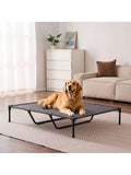 Elevated Dog Bed For Large Dogs, Portable Raised Dog Cot With Steel Metal Frame And Breathable Teslin Mesh, Indoor & Outdoor