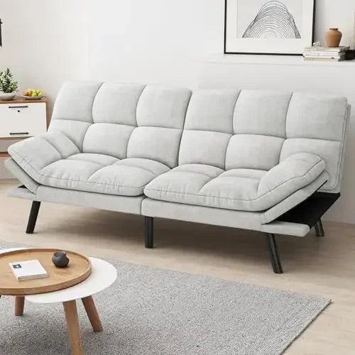 Modern 70-Inch Convertible Futon Couch With Adjustable Backrest, Armrests, And Multi-Position Folding Design For Living Room Or