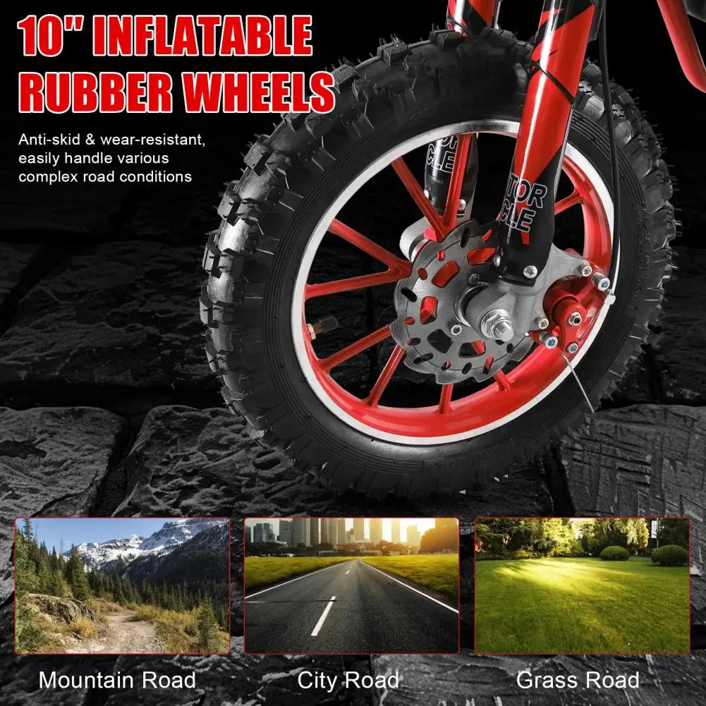 Mini Motocross Bike, Ergonomic Handle 49cc 2-Stroke Kids Dirt Bike, Gas Power Children Motorcycle, Racing Max Speed 30KM/H (Red)