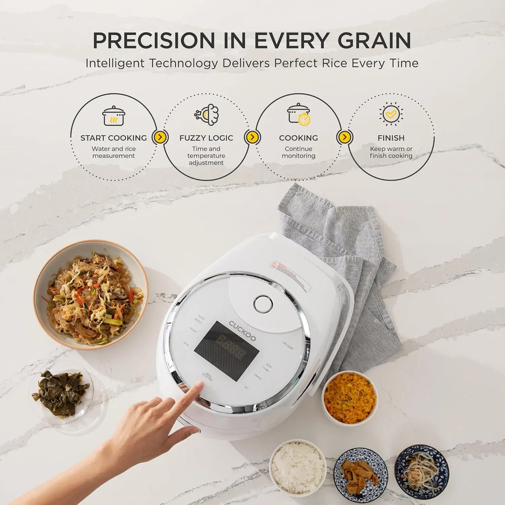 10-Cup Rice Cooker, 16 Menu Options, Fuzzy Logic, Nonstick Inner Pot, LCD Display, Auto Clean