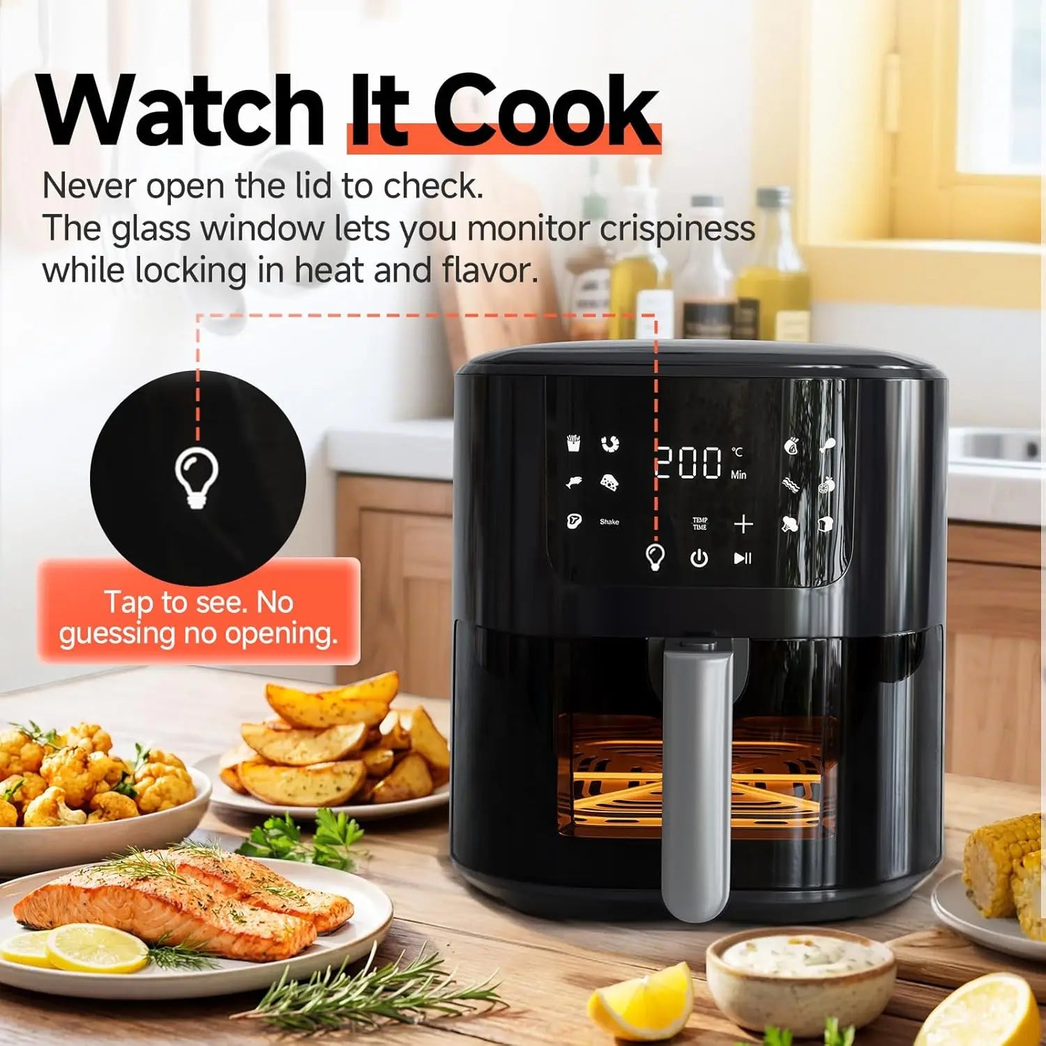 Air Fryer 8-in-1 with 5.5 QT Capacity,180°-450°F Precision Heating, AirFry, Roast, Broil, Reheats,Dehydrates, Easy-View Win