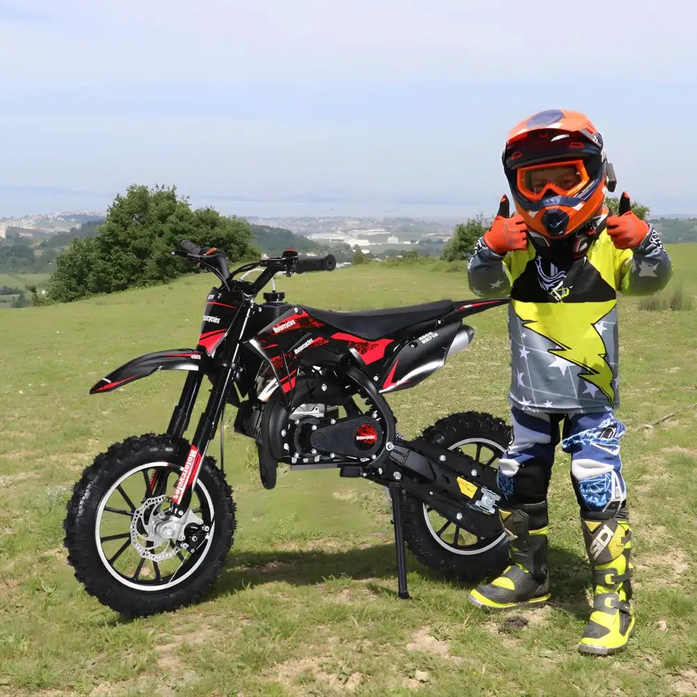 Mini Motorcycle, 49CC 2-Stroke Gas Powered Mini Kid Dirt Bike With Off-Rode Tire, Front Rear Disc Brakes Mini Off-Road Bike