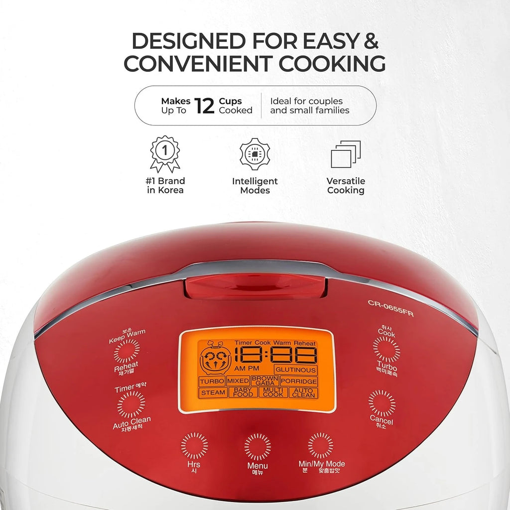 Electric Rice Cooker with 6 Cup, Rice Cooker, Steamer, Fuzzy Logic, Keep Warm - Ideal for Family Cooking, Travel and ...