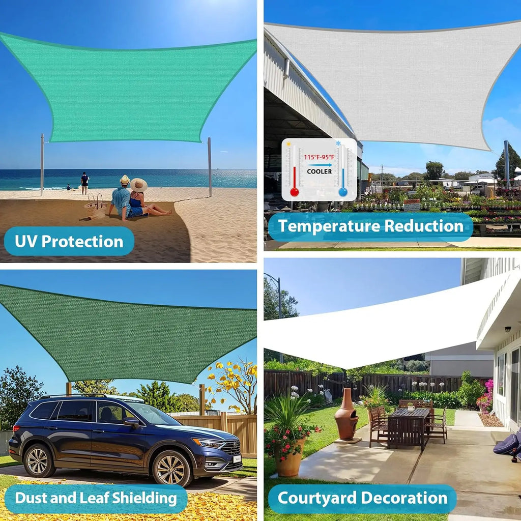 Sun Shade Sail 16'X20' Curved Edge Outdoor Shade Canopy Light Grey Breathable 95% UV Block Shade Cloth for    Garden Backyard