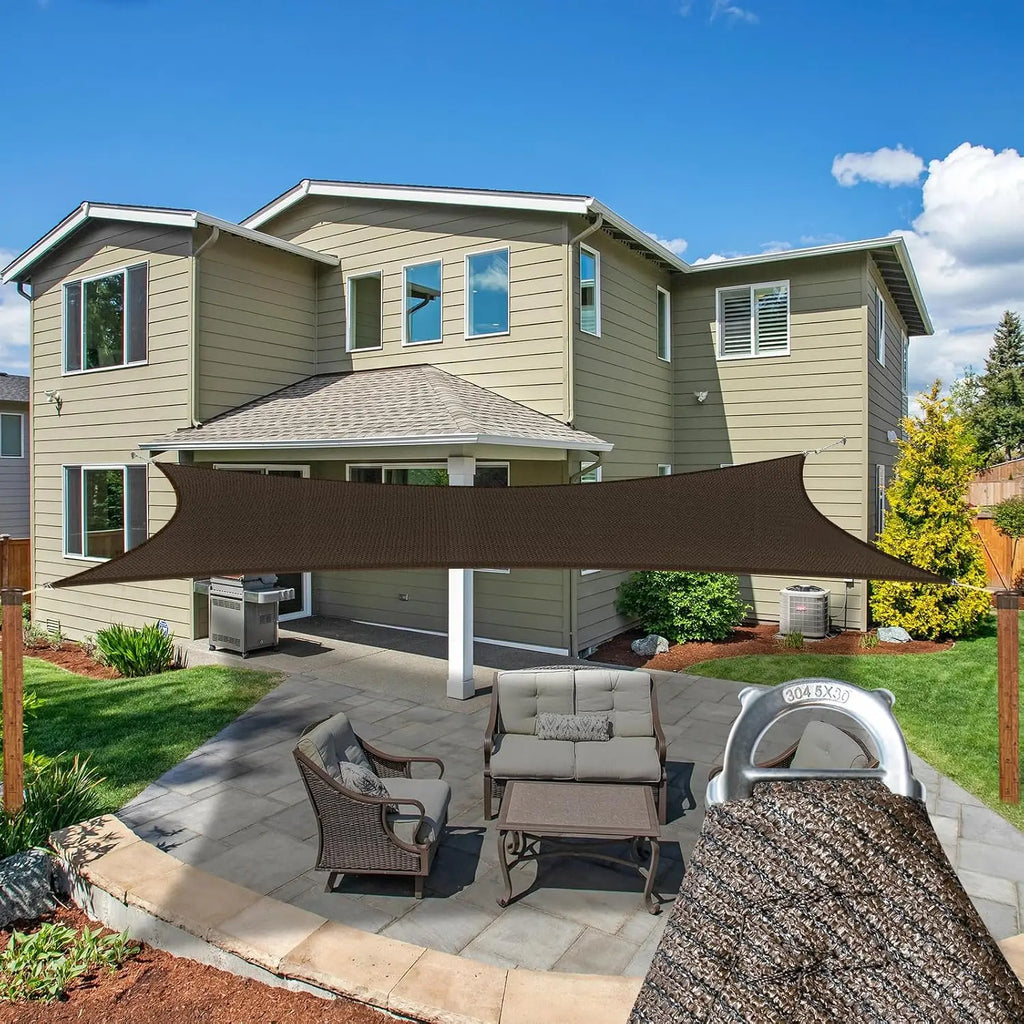 Polyethylene Sun Shade Sail, Heavy Duty Commercial Grade Rectangle Canopy For Backyard Patio Outdoor Deck And Garden, Durable UV Protection Breathable Awning Cover, Brown Single Pack