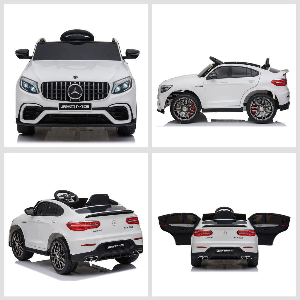 12V Kids Ride on Electric Car with Parent Remote Control Suspension LED Lights Music Player for Kids White
