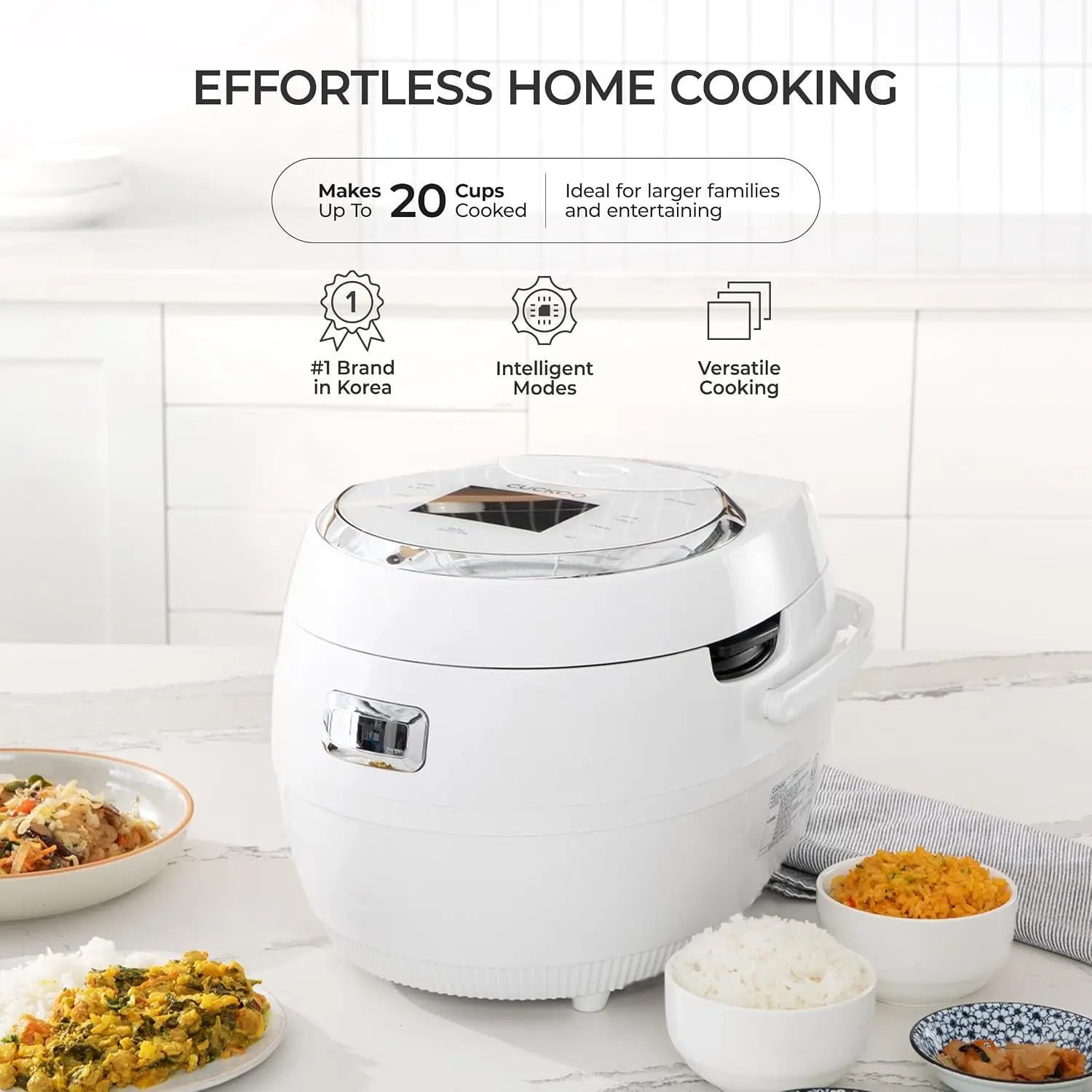10-Cup Rice Cooker, 16 Menu Options, Fuzzy Logic, Nonstick Inner Pot, LCD Display, Auto Clean